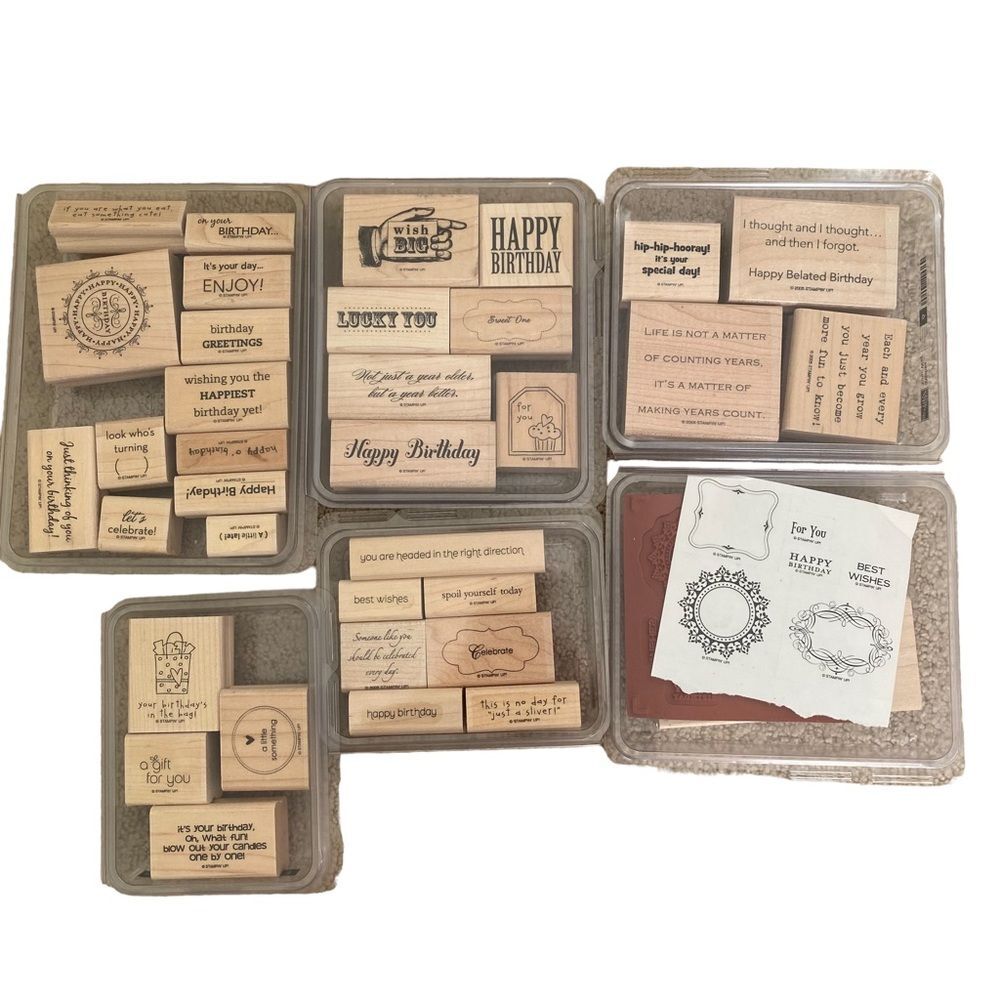 Stampin' Up! Assorted Wooden Stationery Craft Stamp Set Rubber Stamps Cardmaking